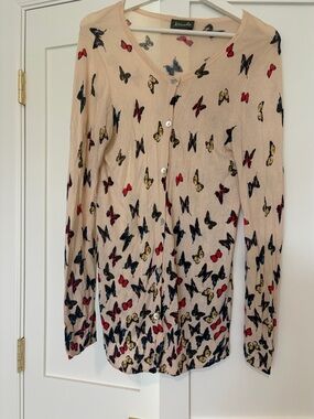 Maude by Anthropologie Tab Butterfly Cardigan with Multicolor Motif